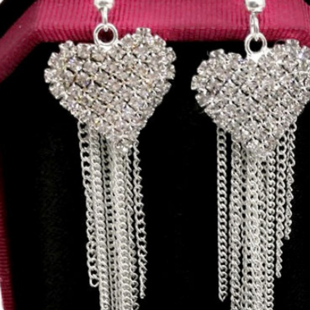 Shimmering heart dangle earrings